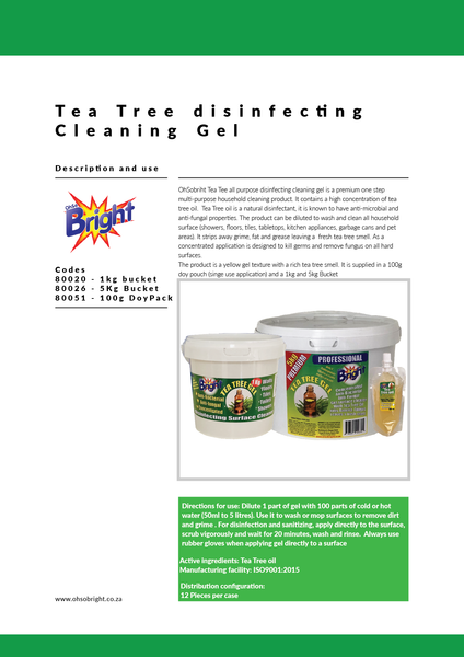 OhSoBright Tea Tree Gel brochure