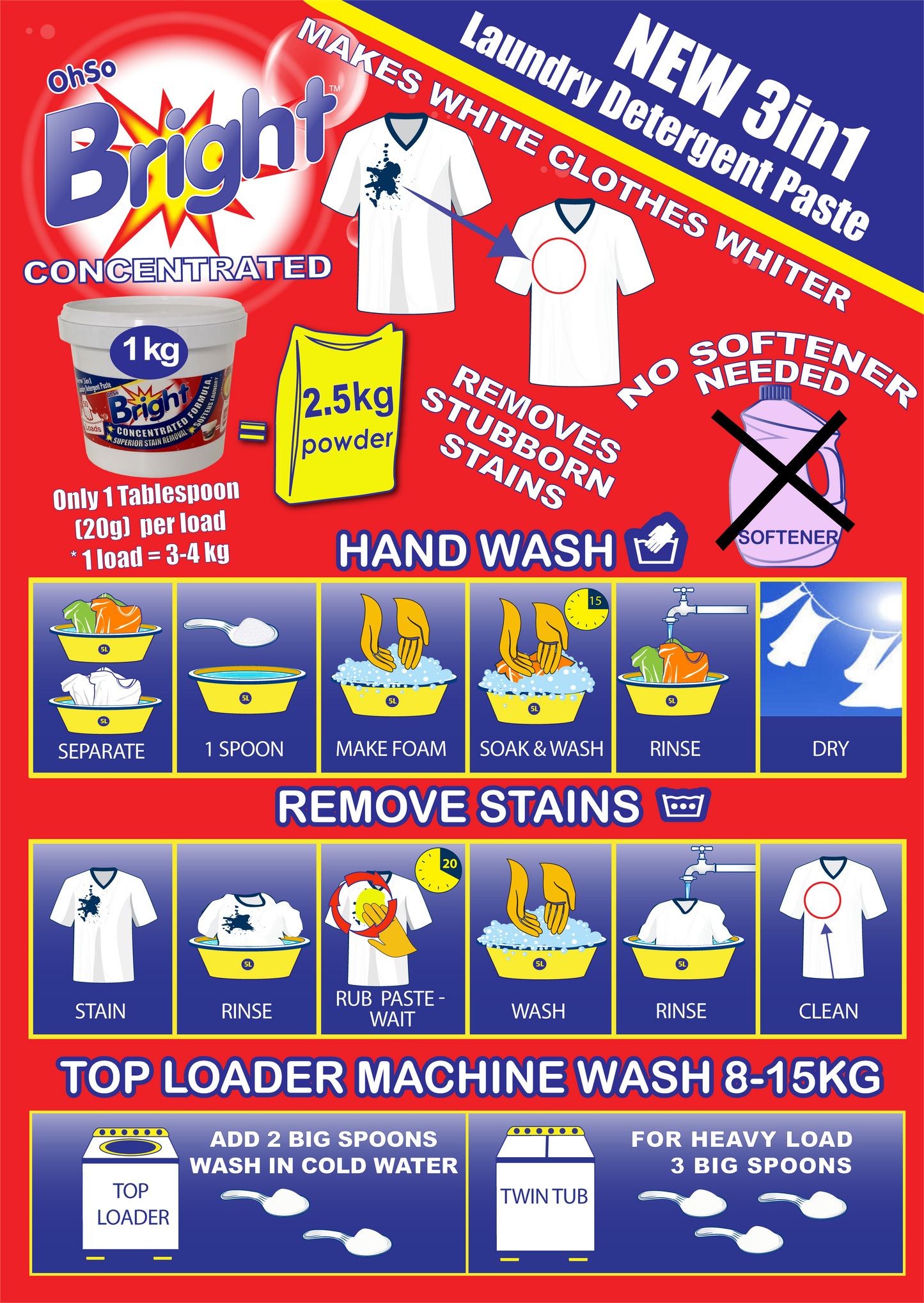 OhSoBright 100g Laundry Detergent Washing Paste